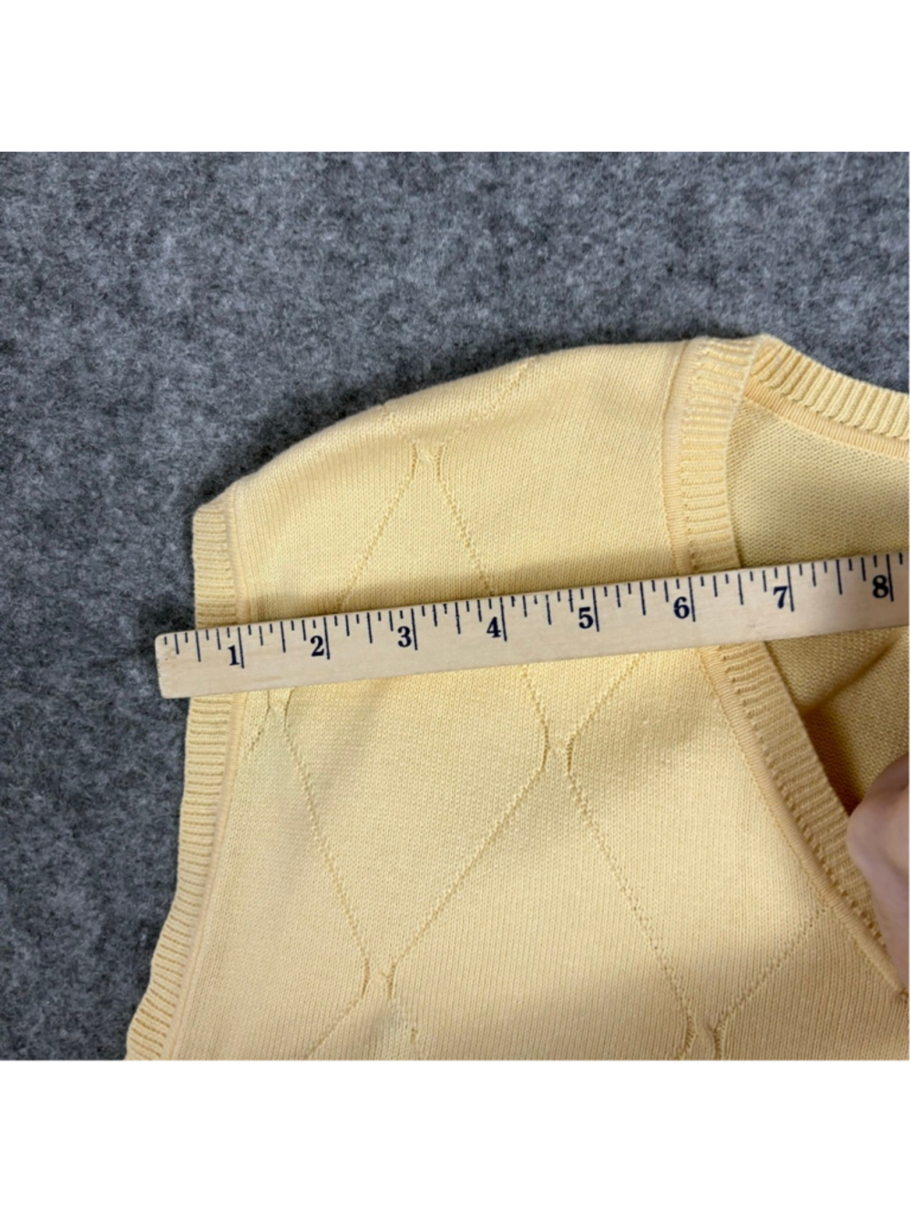 IZOD Golf Sweater Vest XL Yellow Argyle V Neck 100% Cotton Mens Preppy - Picture 11 of 12